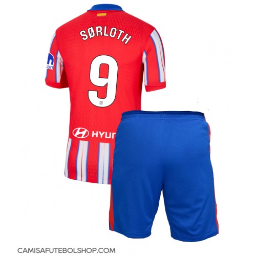 Camisa de time de futebol Atletico Madrid Alexander Sorloth #9 Replicas 1º Equipamento Infantil 2024-25 Manga Curta (+ Calças curtas)